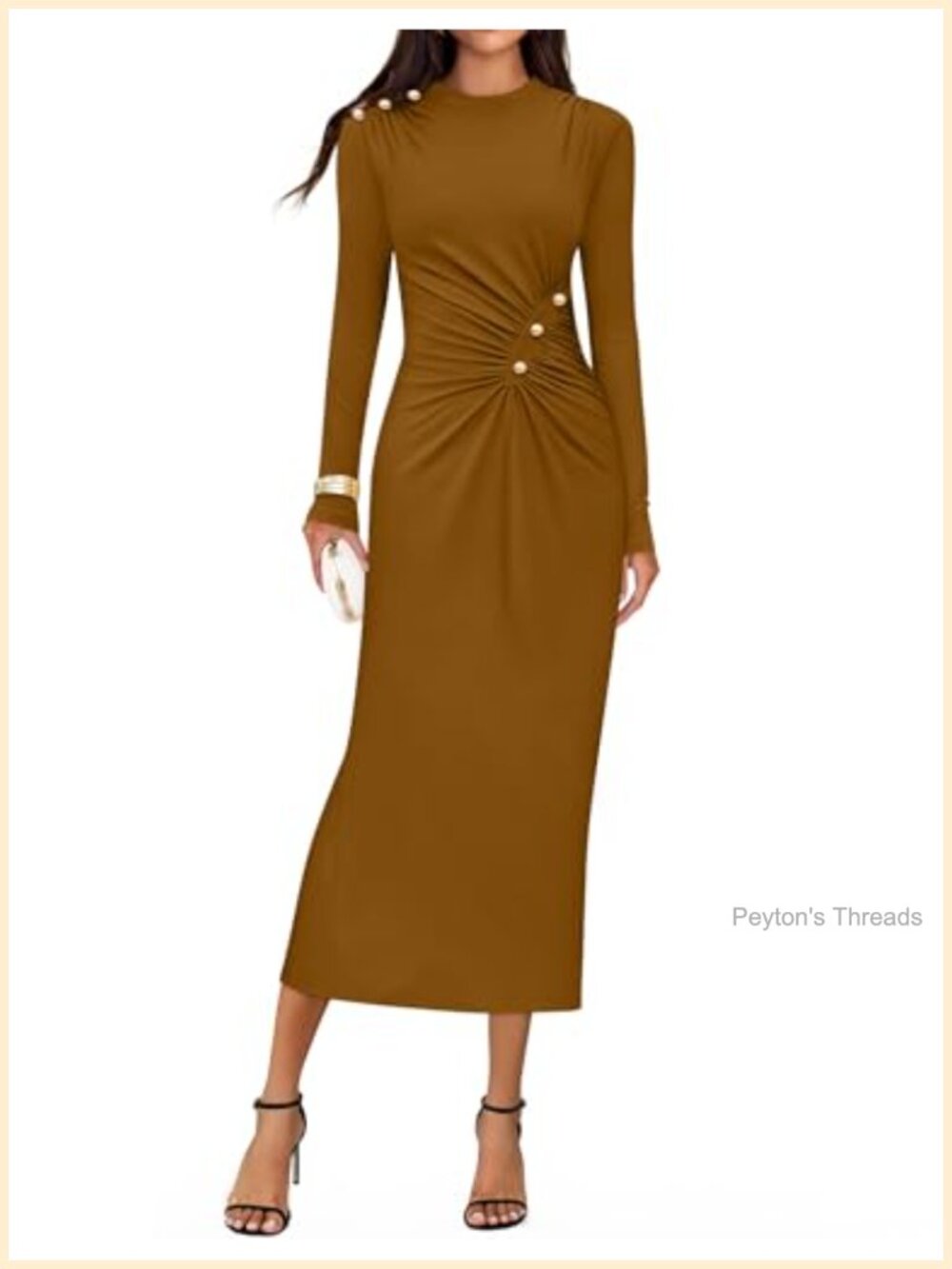Women's Mock Neck Bodycon Midi Dress Long Sleeve Knit Fall Party